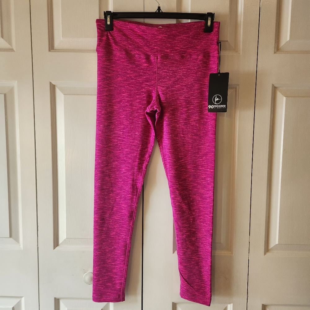90 Degree by Reflex Athletic Leggings. Color: Fushia. Large.